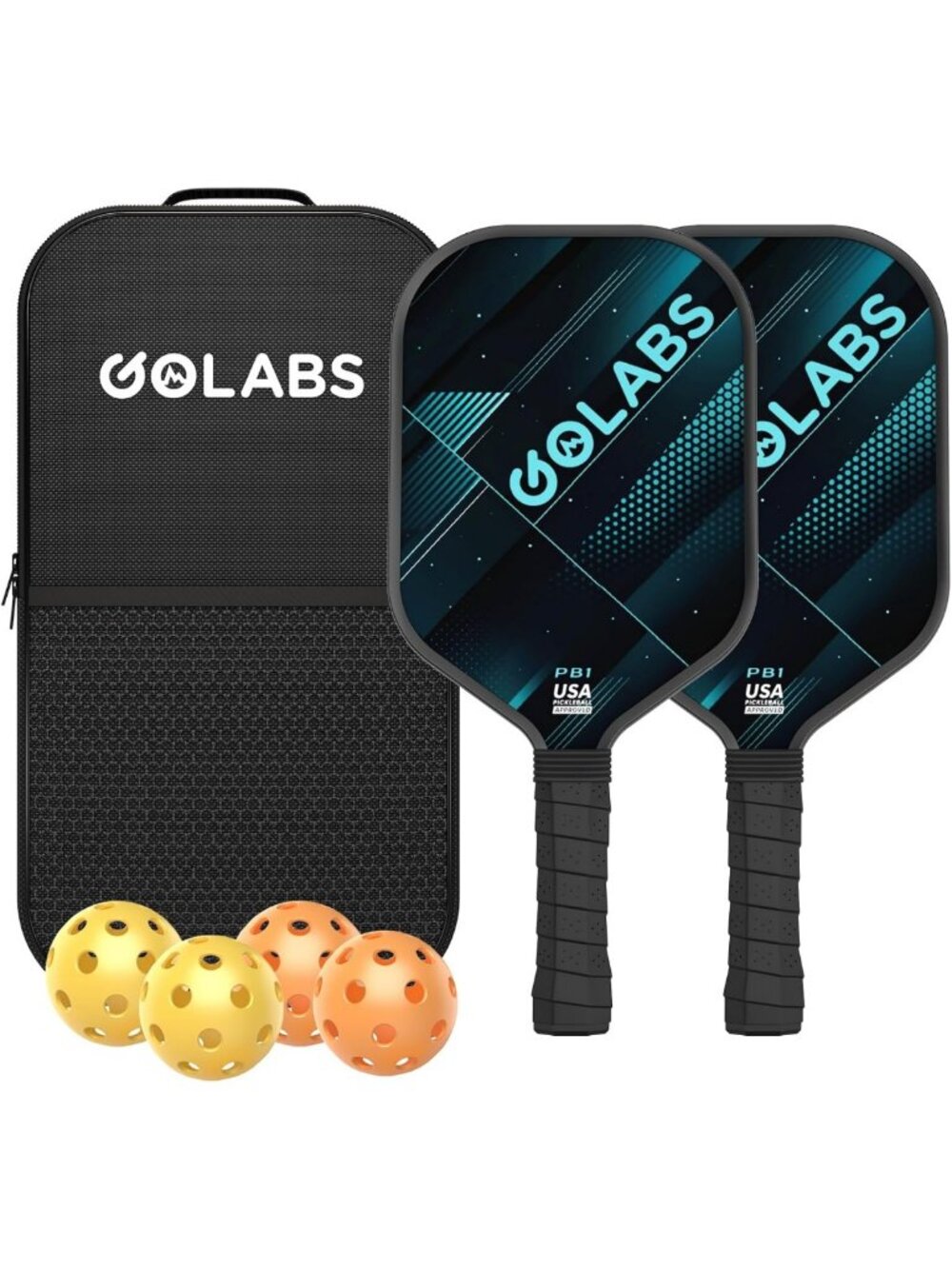 Set of 2 Fiberglass Pickleball Paddles, USAPA Approved, 16mm Thickness, Durable